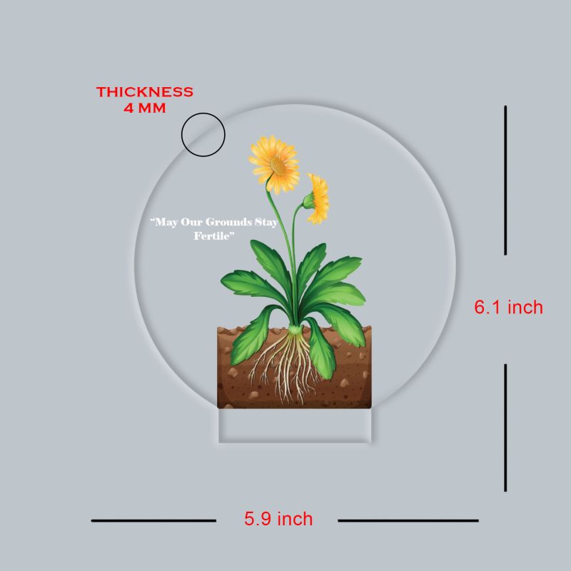 Inspirational Quote LED Night Lamp with Warm White Light Flower Design Theme Decorative Acrylic Light Motivational Study Table Lamp (May Our Ground Stay Fertile 1)