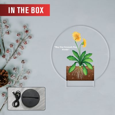 Inspirational Quote LED Night Lamp with Warm White Light Flower Design Theme Decorative Acrylic Light Motivational Study Table Lamp (May Our Ground Stay Fertile 1)