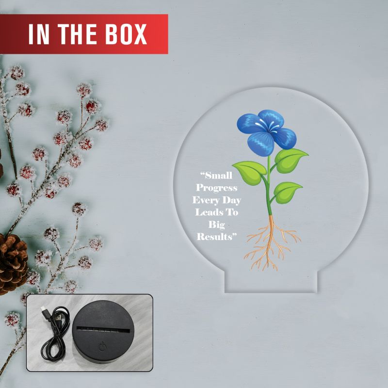 Inspirational Quote LED Night Lamp with Warm White Light Flower Design Theme Decorative Acrylic Light Motivational Study Table Lamp (May Our Grounds Stay Fertile)