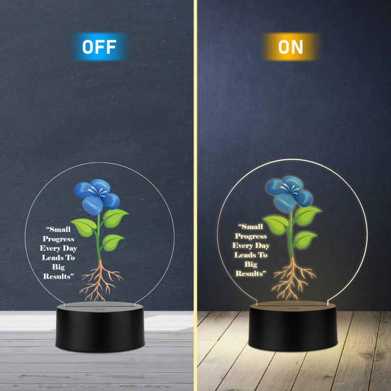 Inspirational Quote LED Night Lamp with Warm White Light Flower Design Theme Decorative Acrylic Light Motivational Study Table Lamp (May Our Grounds Stay Fertile)