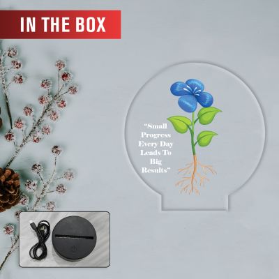 Inspirational Quote LED Night Lamp with Warm White Light Flower Design Theme Decorative Acrylic Light Motivational Study Table Lamp (May Our Grounds Stay Fertile)