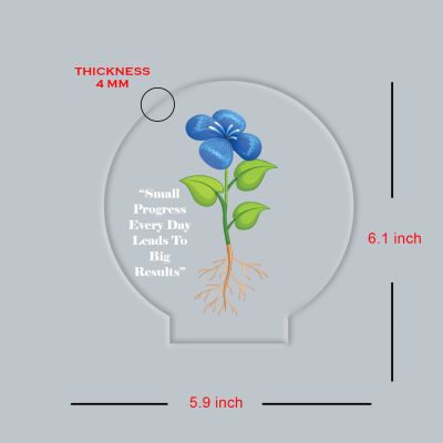 Inspirational Quote LED Night Lamp with Warm White Light Flower Design Theme Decorative Acrylic Light Motivational Study Table Lamp (May Our Grounds Stay Fertile)