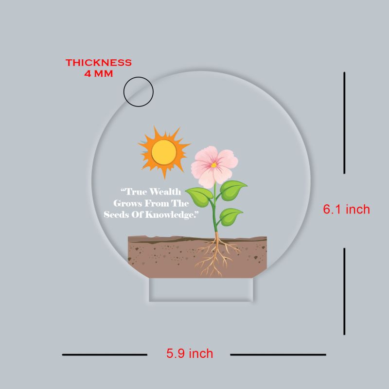 Inspirational Quote LED Night Lamp with Warm White Light Flower Design Theme Decorative Acrylic Light Motivational Study Table Lamp (True Wealth)