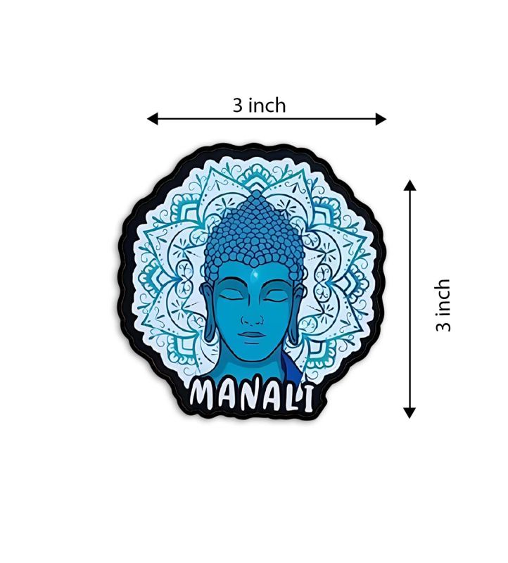 Buddha Manali Fridge Magnet Wooden Indian States Theme Fridge Magnet for Refrigerator Door, Kitchen & Home Decor   Decorative Souvenir Magnet for Fridge