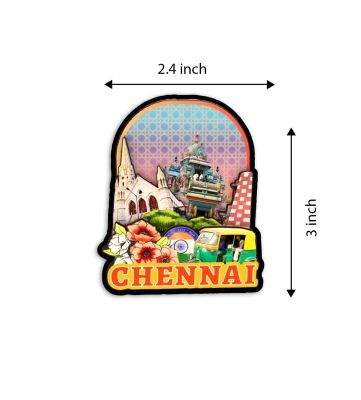Chennai Fridge Magnet Wooden Indian States Theme Fridge Magnet for Refrigerator Door, Kitchen & Home Decor  Gift for Travels Decor  Souvenir Magnet for Fridgeative