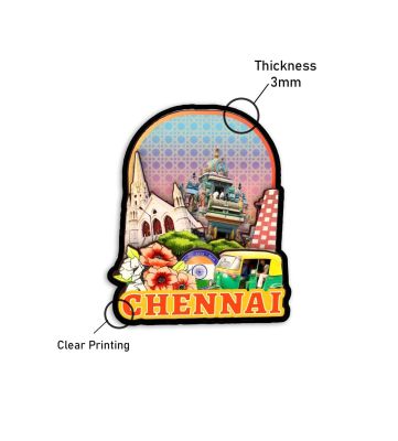 Chennai Fridge Magnet Wooden Indian States Theme Fridge Magnet for Refrigerator Door, Kitchen & Home Decor  Gift for Travels Decor  Souvenir Magnet for Fridgeative