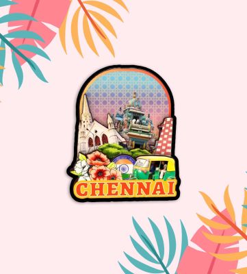 Chennai Fridge Magnet Wooden Indian States Theme Fridge Magnet for Refrigerator Door, Kitchen & Home Decor  Gift for Travels Decor  Souvenir Magnet for Fridgeative