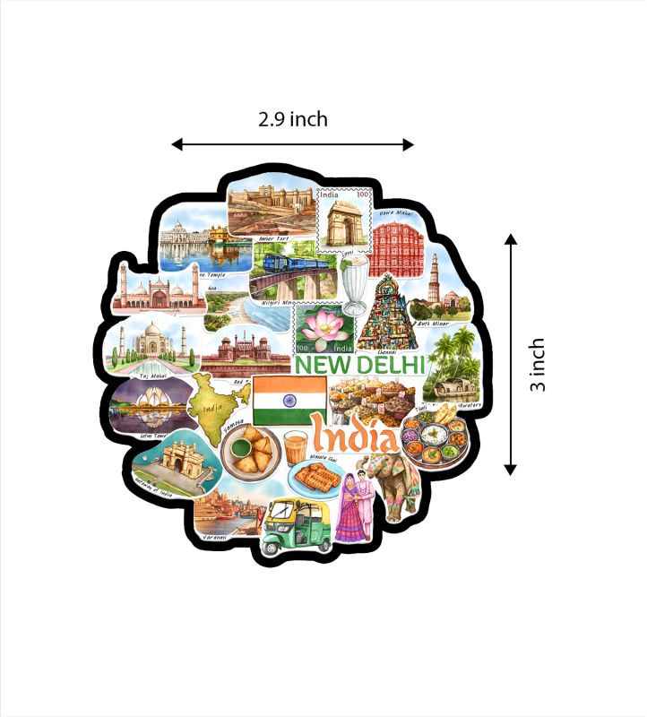 Delhi Fridge Magnet Wooden Indian States Theme Fridge Magnet for Refrigerator Door, Kitchen & Home Decor  Gift for Travels  Decorative Souvenir Magnet for Fridge