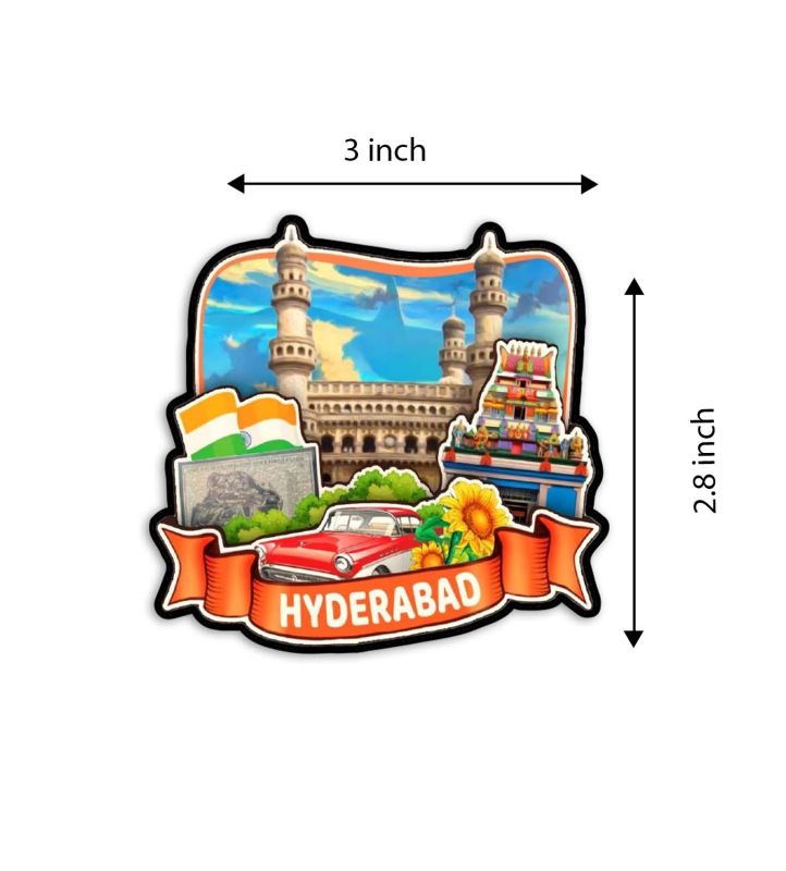 Hyderabad Fridge Magnet Wooden Indian States Theme Fridge Magnet for Refrigerator Door, Kitchen  Decorative Souvenir Magnet for Fridge