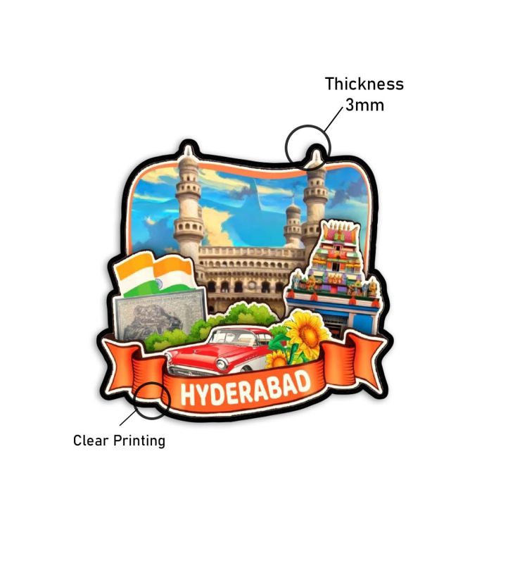 Hyderabad Fridge Magnet Wooden Indian States Theme Fridge Magnet for Refrigerator Door, Kitchen  Decorative Souvenir Magnet for Fridge