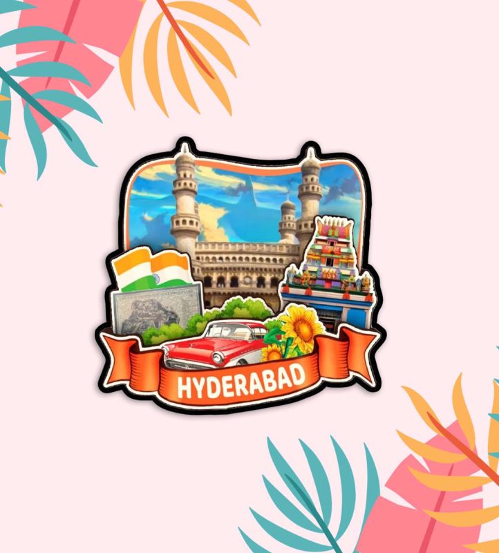 Hyderabad Fridge Magnet Wooden Indian States Theme Fridge Magnet for Refrigerator Door, Kitchen  Decorative Souvenir Magnet for Fridge