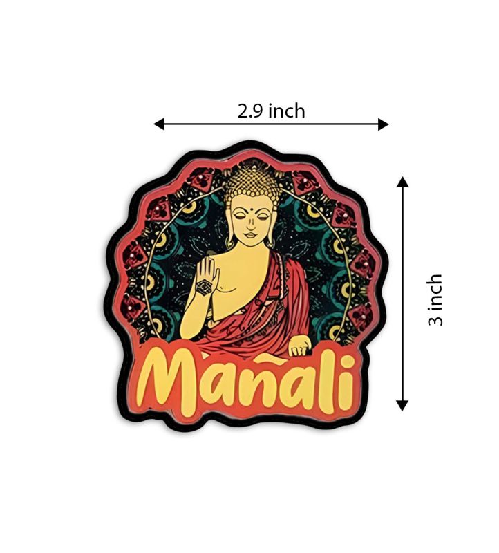 Manali Buddha Magnet Wooden Indian States Theme Fridge Magnet for Refrigerator Door, Kitchen & Home Decor |