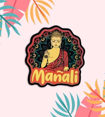 Manali Buddha Magnet Wooden Indian States Theme Fridge Magnet for Refrigerator Door, Kitchen & Home Decor |