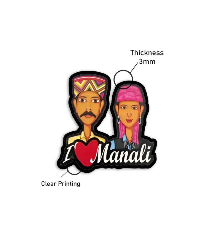Manali Couple Fridge Magnet Wooden Indian States Theme Fridge Magnet for Refrigerator Door, Kitchen Gift for Travels  Decorative Souvenir Magnet for Fridge