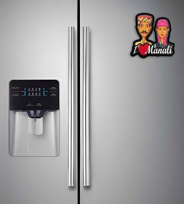 Manali Couple Fridge Magnet Wooden Indian States Theme Fridge Magnet for Refrigerator Door, Kitchen Gift for Travels  Decorative Souvenir Magnet for Fridge