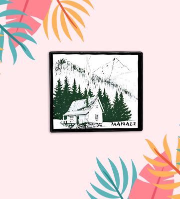 Manali Fridge Magnet2 Wooden Indian States Theme Fridge Magnet for Refrigerator Door, Kitchen Gift for Travels Decorative Souvenir Magnet for Fridge