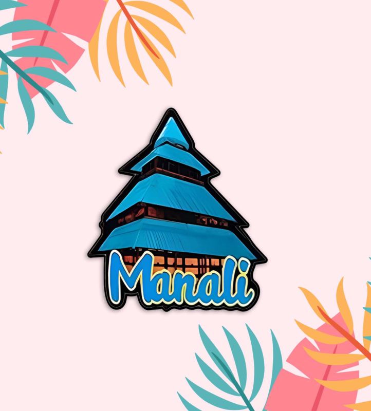 Manali Hut Fridge Magnet Wooden Indian States Theme Fridge Magnet for Refrigerator Door, Kitchen Gift for Travels Decorative Souvenir Magnet for Fridge