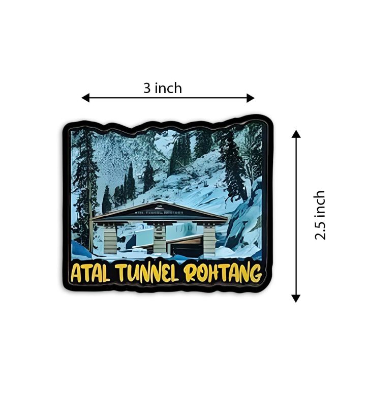 Rohtang Fridge Magnet Wooden Indian States Theme Fridge Magnet for Refrigerator Door, Kitchen Gift for Travels  Decorative Souvenir Magnet for Fridge