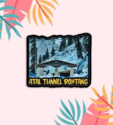 Rohtang Fridge Magnet Wooden Indian States Theme Fridge Magnet for Refrigerator Door, Kitchen Gift for Travels  Decorative Souvenir Magnet for Fridge