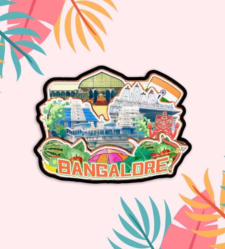 Bangalore Fridge Magnet Souvenir Wooden Refrigerator Stylish Magnet for Kitchen & Home Decor Fridge Decoration Travel Souvenir Gift Country Theme Fridge Magnet