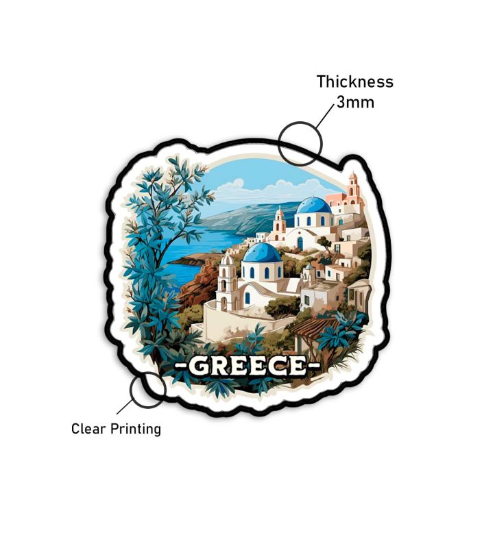 Greece Fridge Magnet Fridge Decoration Travel Souvenir Gift Country Theme Fridge Magnet | Souvenir Wooden Refrigerator Stylish Magnet for Kitchen & Home Decor