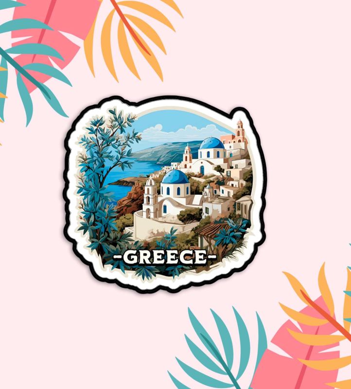Greece Fridge Magnet Fridge Decoration Travel Souvenir Gift Country Theme Fridge Magnet | Souvenir Wooden Refrigerator Stylish Magnet for Kitchen & Home Decor