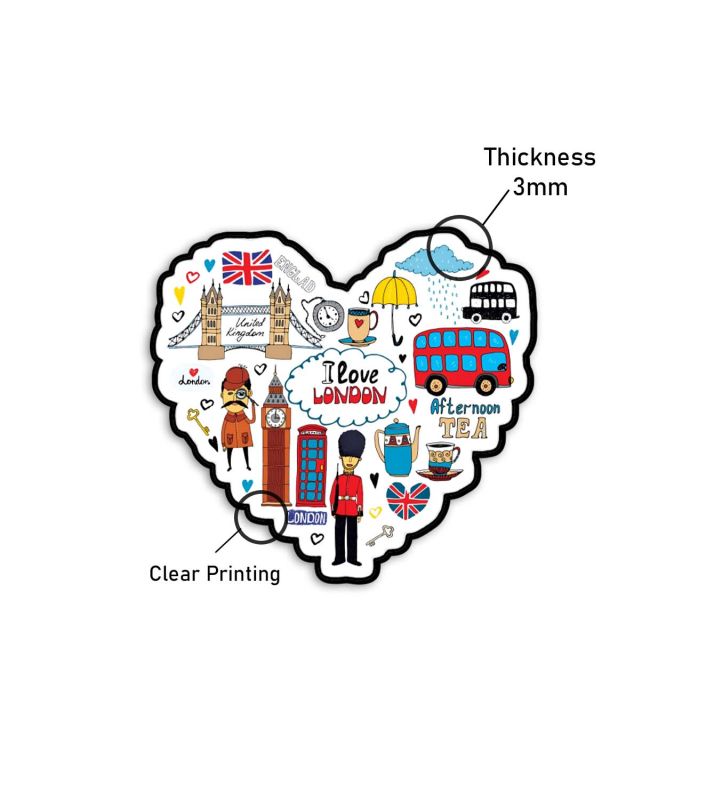 I Love London Country Theme Fridge Magnet Souvenir Wooden Refrigerator Stylish Magnet for Kitchen & Home Decor Fridge Decoration Travel Souvenir Gift