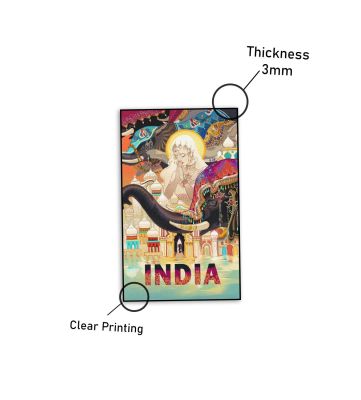 India Fridge Magnet Country Theme Fridge Magnet Souvenir Wooden Refrigerator Stylish Magnet for Kitchen & Home Decor Fridge Decoration Travel Souvenir Gift
