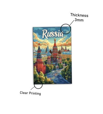 Russia Fridge Magnet Country Theme Fridge Magnet  Souvenir Wooden Refrigerator Stylish Magnet for Kitchen & Home Decor   Fridge Decoration Travel Souvenir Gift