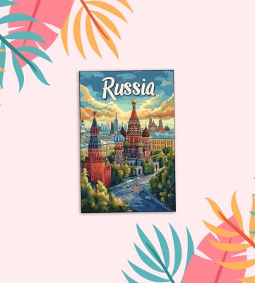 Russia Fridge Magnet Country Theme Fridge Magnet  Souvenir Wooden Refrigerator Stylish Magnet for Kitchen & Home Decor   Fridge Decoration Travel Souvenir Gift