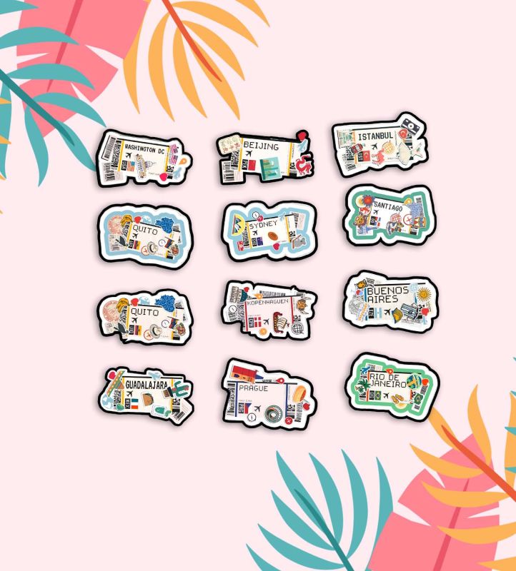 World Travel City Fridge Magnets 12 Pieces Refrigerator Magnet Gift for Tourists   Decorative for Home, Office, Locker & Almirah  Travel Fridge Magnet Set