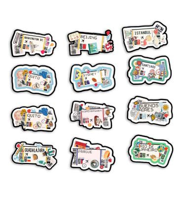 World Travel City Fridge Magnets 12 Pieces Refrigerator Magnet Gift for Tourists   Decorative for Home, Office, Locker & Almirah  Travel Fridge Magnet Set