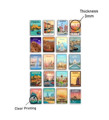 20 Countries Theme Fridge Magnet for Kitchen Office Travel Keepsake Decor   Travel Decor for Fridge, Locker, Almirah   Country Fridge Magnet