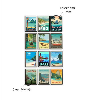 12 Pcs Retro World Magnets Wooden Countries Combo Fridge Magnet  International Travel Souvenir Gift Set  Kitchen Decor  Fridge Decoration   Country Theme Birthday Gift