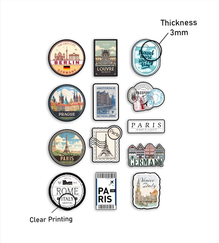 12 Pack European Travel Magnet Wooden Countries Combo Fridge Magnet   International Travel Souvenir Gift Set  Kitchen Decor  Fridge Decoration  Country Theme Birthday Gift