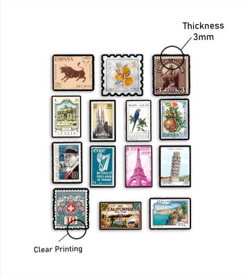14 Pcs International Travel Stamp Magnet Wooden Countries Combo Fridge Magnet  International Travel Souvenir Gift Set  Kitchen Decor   Fridge Decoration   Country Theme Birthday Gift