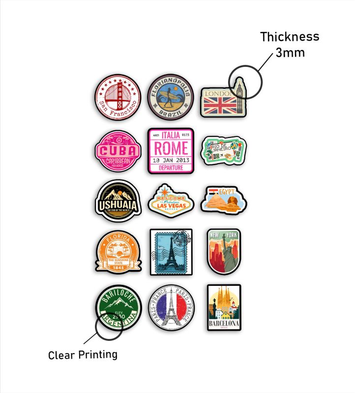 15 Pack World Travel Sticker Set Wooden Countries Combo Fridge Magnet International Travel Souvenir Gift Set Kitchen Decor  Fridge Decoration Country Theme Birthday Gift