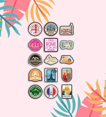 15 Pack World Travel Sticker Set Wooden Countries Combo Fridge Magnet International Travel Souvenir Gift Set Kitchen Decor  Fridge Decoration Country Theme Birthday Gift