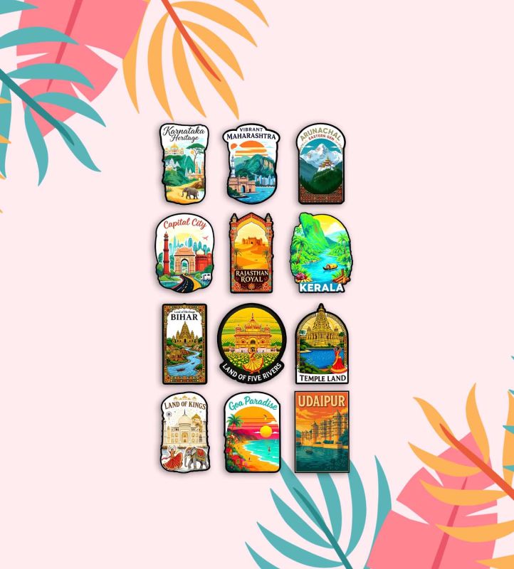 India State Fridge Magnet Wooden Countries Combo Fridge Magnet  International Travel Souvenir Gift Set | Kitchen Decor  Fridge Decoration  Country Theme Birthday Gift
