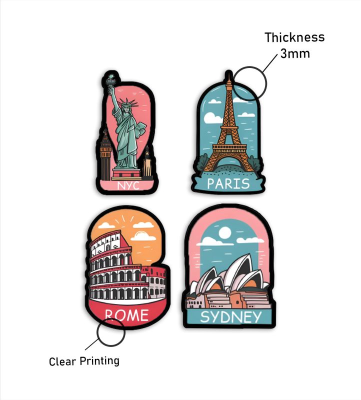 New York, Paris, Rome, & Sydney Magnets Wooden Countries Combo Fridge Magnet International Travel Souvenir Gift Set | Kitchen Decor  Fridge Decoration  Country Theme Birthday Gift