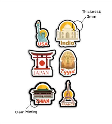 Pack of 6 Country Magnet  Wooden Countries Combo Fridge Magnet   International Travel Souvenir Gift Set   Kitchen Decor  Fridge Decoration  Country Theme Birthday Gift