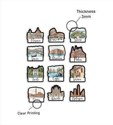 Set of 12 Italian City Magnet Wooden Countries Combo Fridge Magnet  International Travel Souvenir Gift Set   Kitchen Decor   Fridge Decoration  Country Theme Birthday Gift
