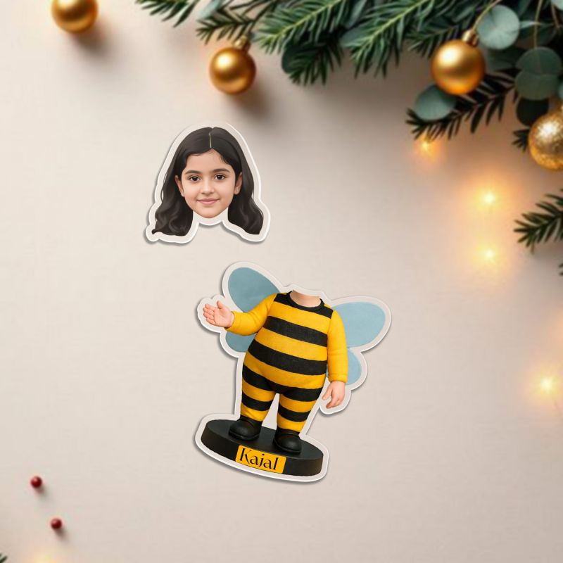Personalized Honey Bee Theme Bobbleead Caricature for Kids Room Decor  Gift Nature Lovers  Battery Powered Moving Head Feature