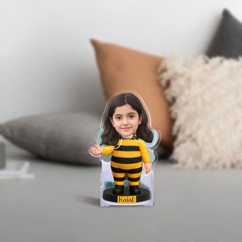 Personalized Honey Bee Theme Bobbleead Caricature for Kids Room Decor  Gift Nature Lovers  Battery Powered Moving Head Feature