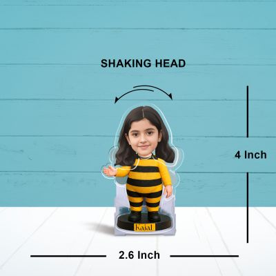 Personalized Honey Bee Theme Bobbleead Caricature for Kids Room Decor  Gift Nature Lovers  Battery Powered Moving Head Feature