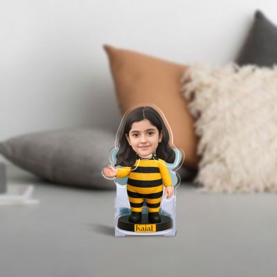 Personalized Honey Bee Theme Bobbleead Caricature for Kids Room Decor  Gift Nature Lovers  Battery Powered Moving Head Feature