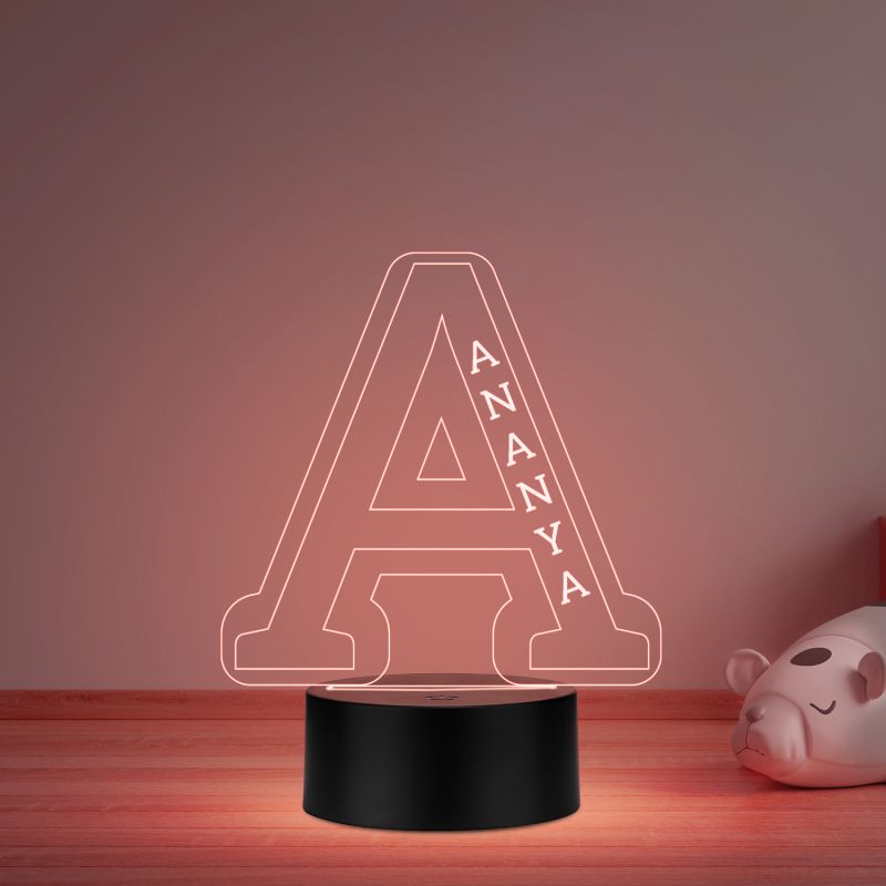 Personalised Alphabet Led Lamp Custom with Name & Alphabet Letter   Birthday Return Gift for Kids, Friends  Automatic Color Changing Light & USB Powered  Home Decor Light