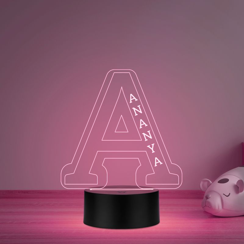 Personalised Alphabet Led Lamp Custom with Name & Alphabet Letter   Birthday Return Gift for Kids, Friends  Automatic Color Changing Light & USB Powered  Home Decor Light