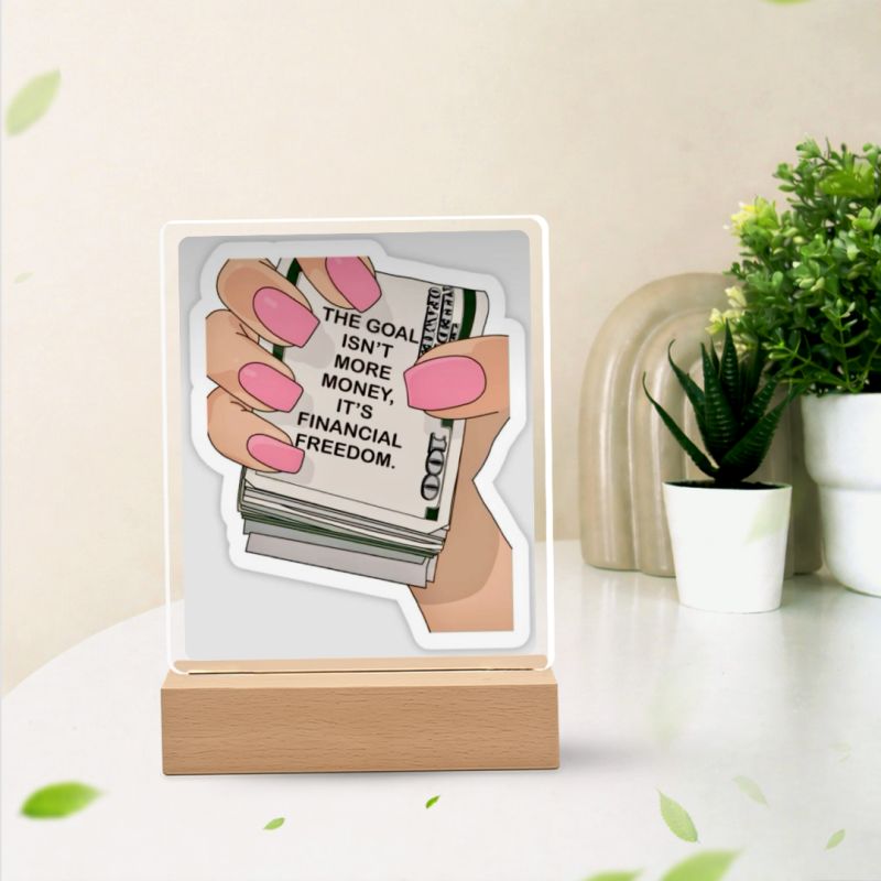 Financial Freedom UV Print Lamp Plaque – Motivational Desk Decor for Women t inspires confidence, ambition, and empowerment every single day.