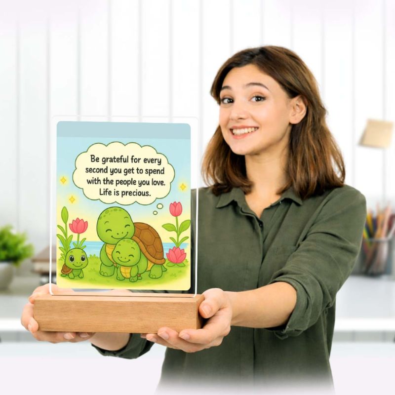 A beautiful reminder to value life! Display this wooden-base acrylic plaque and embrace gratitude every day.